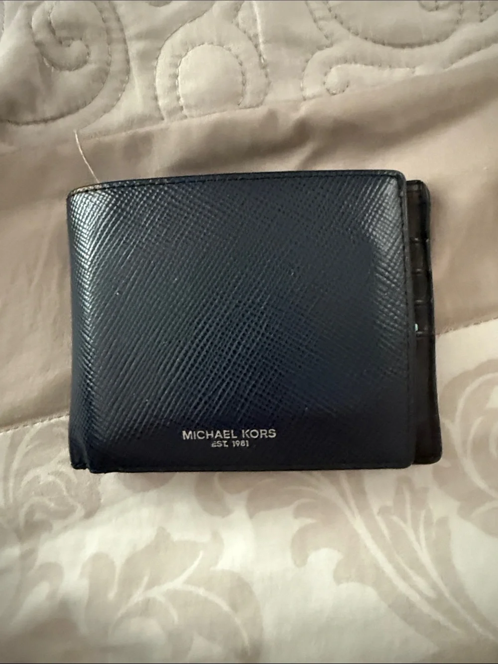 Michael Kors Men's Navy Saffiano Leather Wallet with Logo